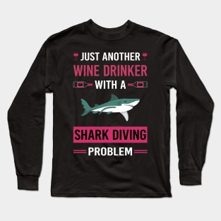 Wine Drinker Shark Diving Diver Long Sleeve T-Shirt